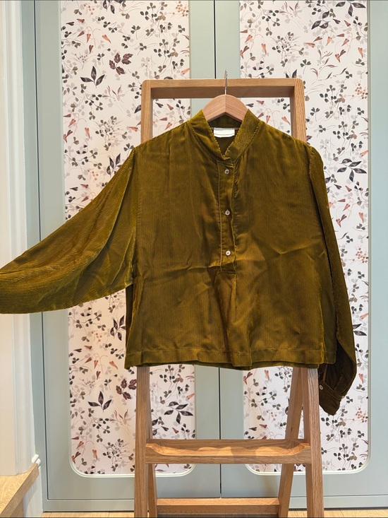 Forte Forte Tops - forte_forte Olive-Green Pleated Button Shirt